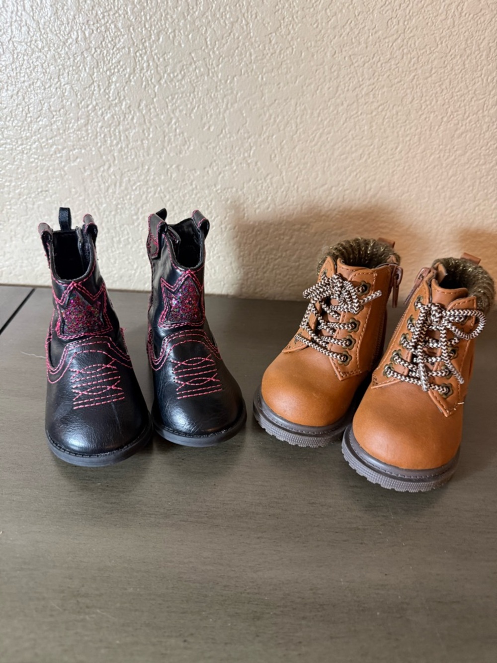 Wonder Nation & Faded Glory Toddler Boots Size 3 Bundle Cowgirl + Lace-Up